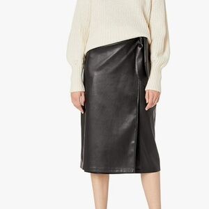 Faux Leather Wrap Skirt